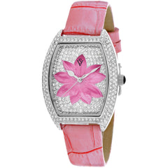 Christian Van Sant Women's Watch - Lotus Quartz Pink Dial Leather Strap | CV4852