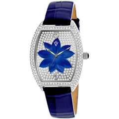 Christian Van Sant Women's Watch - Lotus Quartz Blue Dial Leather Strap | CV4854