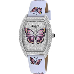 Christian Van Sant Women's Watch - Papillon Quartz Silver Dial White Strap | CV4871