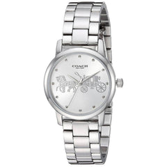 Coach Women's Watch - Grand Quartz White Dial Silver Tone Steel Bracelet | 14502975