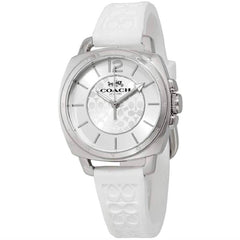 Coach Women's Watch - Boyfriend Silver Dial White Silicone Rubber Strap | 14503146
