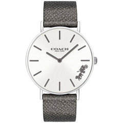 Coach Women's Watch - Perry Quartz White Dial Grey Genuine Leather Strap | 14503155