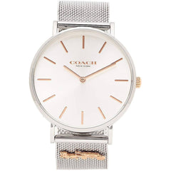 Coach Women's Watch - Perry Quartz White Dial Silver Tone Steel Bracelet | 14503336
