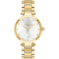 Coach Women's Watch - Park Quartz Silver Dial Yellow Gold Steel Bracelet | 14503625