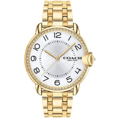 Coach Women's Watch - Arden Quartz White Dial Yellow Gold Steel Bracelet | 14503810