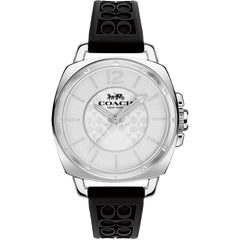 Coach Women's Watch - Boyfriend Silver Dial Black Silicone Rubber Strap | 14503877