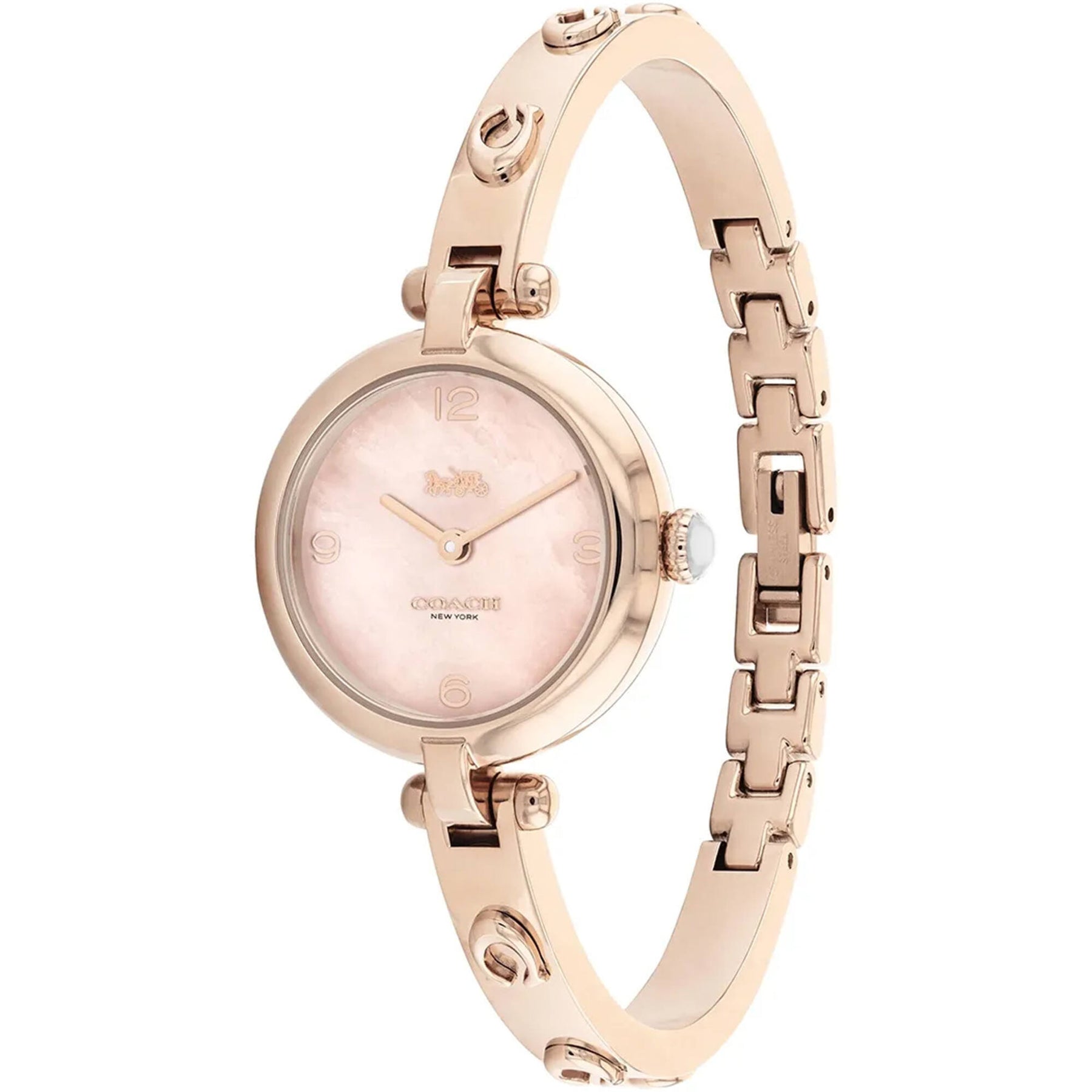 Coach Women's Watch - Cary Quartz Rose Gold Mother Of Pearl Dial Bangl