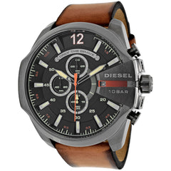 Diesel Men's Watch - Mega Chief Quartz Chronograph Black Dial Leather Strap | DZ4343