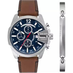 Diesel Men's Watch - Baby Chief Quartz Chronograph Brown Leather Strap | DZ4601SET