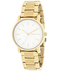 DKNY Women's Watch - Soho Quartz SS Case Silver Dial Yellow Gold Bracelet | NY2343