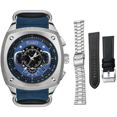 Egard Men's Watch - VI-Viking Quartz Blue Genuine Leather Strap | WCH-5083-G0N113