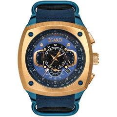 Egard Men's Watch - V1-Viking Suri Quartz Blue Dial Leather Strap | WCH-5083-Y0N178