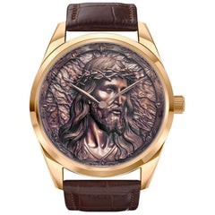 Egard Men's Watch - In His name Rose Gold Tone Dial Leather Strap | WCH-S9887-ROS