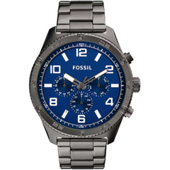 Fossil Men's Watch - Brox Quartz Day-Date Blue Dial Gunmetal Steel Bracelet | BQ2798