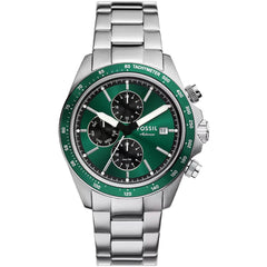 Fossil Men's Watch - Autocross Green Dial Silver Stainless Steel Bracelet | BQ2878
