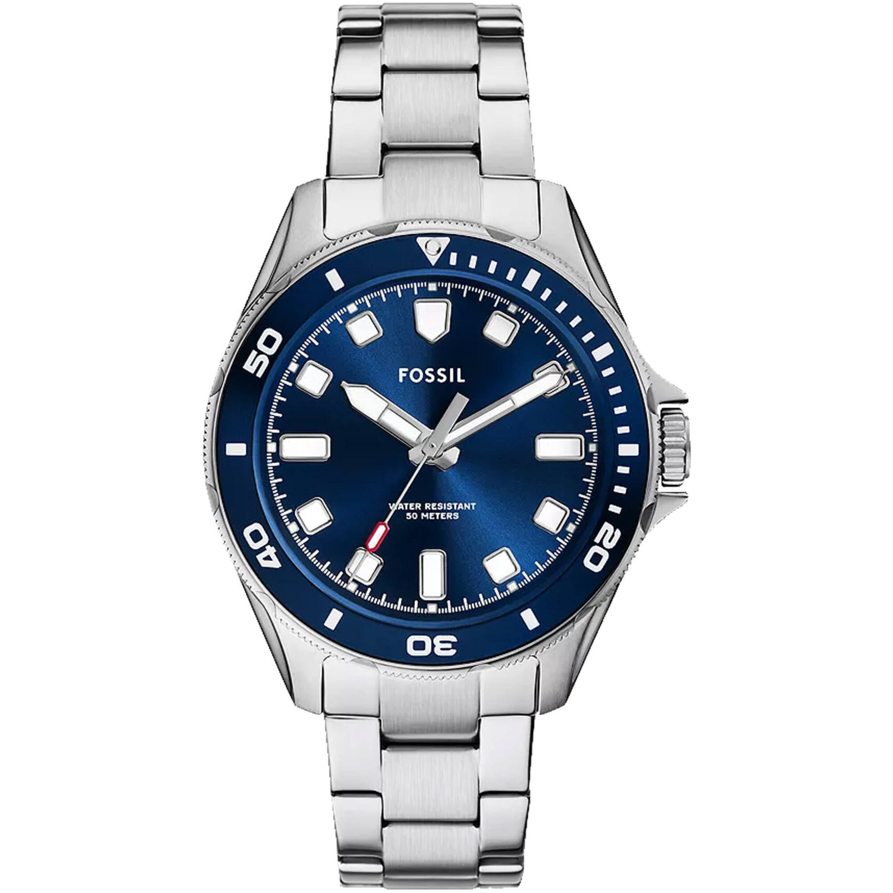 Fossil Men's Watch - Dalton Quartz Blue Dial Silver Tone Steel