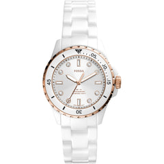 Fossil Women's Watch - FB-01 Quartz Rotating Bezel White Ceramic Bracelet | CE1107