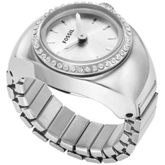 Fossil Women's Ring Watch - Quartz Silver Tone Dial Stainless Steel Band | ES5321