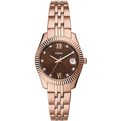 Fossil Women's Watch - Scarlette Quartz Brown Dial Rose Gold Steel Bracelet | ES5324