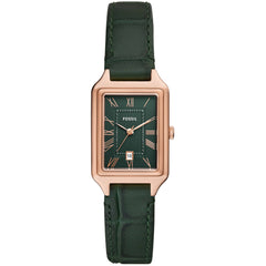 Fossil Women's Watch - Raquel Quartz Date Display Green Dial Leather Strap | ES5366