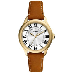 Fossil Women's Watch - Gilmore Quartz Silver Tone Dial Brown Leather Strap | ES5397