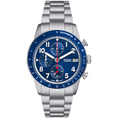 Fossil Men's Watch - Sport Tourer Quartz Blue Dial Silver Steel Bracelet | FS6047