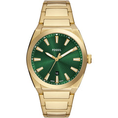 Fossil Men's Watch - Everett Quartz Green Dial Yellow Gold Steel Bracelet | FS6090