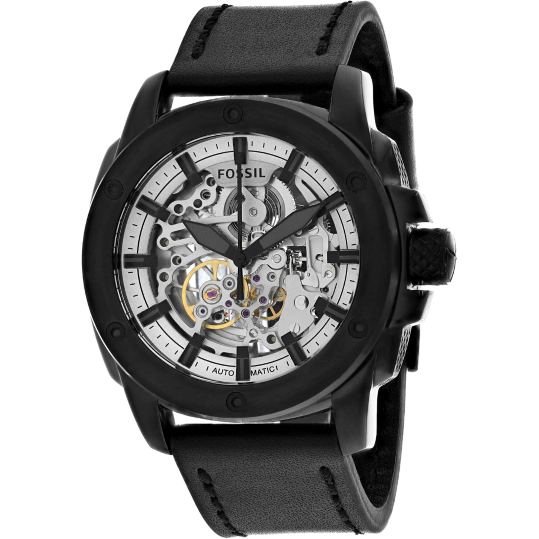 Fossil Silver Dial Watch with Black Leather Strap Fossil FS4552 Black dial chronograph with date 45mm - Quartz  main image 2