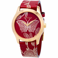 Gucci Women's Watch - G-Timeless Quartz SS Case Red Dial Leather Strap | YA1264054