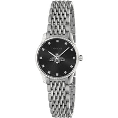 Gucci Women's Watch - G-Timeless Bee Black Dial Silver Steel Bracelet | YA1265020