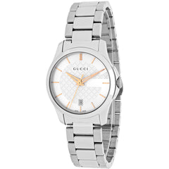 Gucci Women's Watch - G-Timeless Quartz White Dial Silver Steel Bracelet | YA126523