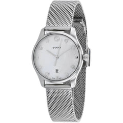 Gucci Women's Watch - G-Timeless Quartz Mop Dial Silver Steel Bracelet | YA126583