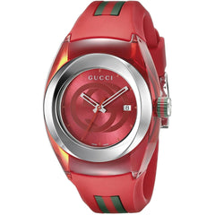 Gucci Women's Watch - Sync Quartz Date Display Red Dial Rubber Strap | YA137303