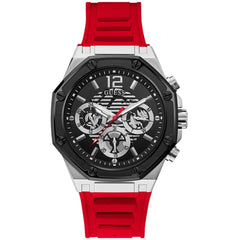 Guess Men's Watch - Momentum Quartz Black Dial Red Silicone Rubber Strap | GW0263G3