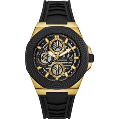 Guess Men's Watch - Front-Runner Day-Date Display Black Dial Rubber Strap | GW0577G2