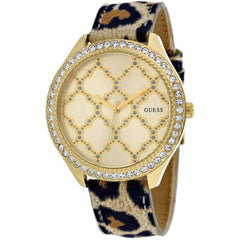 Guess Women's Watch - Dress Quartz SS Case Yellow and Black Leather Strap | W0579L5