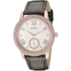 Guess Women's Watch - Gramercy Quartz SS Case White Dial Leather Strap | W0642L3
