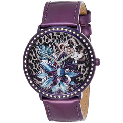 Guess Women's Watch - Wildflower Quartz Blue and Brown Dial Leather Strap | W0820L3