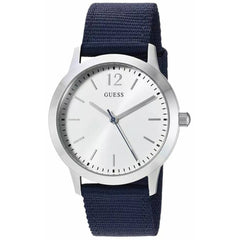 Guess Men's Watch - Exchange Quartz SS Case White Dial Blue Nylon Strap | W0976G2