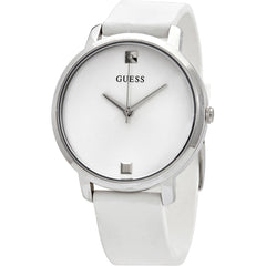 Guess Women's Watch - Nova Quartz SS Case Silver Dial White Rubber Strap | W1210L1