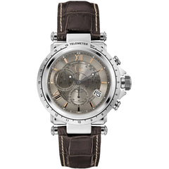 Guess Men's Watch - Sport Chic Quartz Chrono Beige Dial Leather Strap | X44008G1