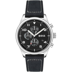 Hugo Boss Men's Watch - View Quartz Chronograph Black Dial Leather Strap | 1513987