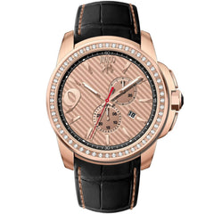 Jivago Men's Watch - Gliese Quartz Rose Gold Tone Dial Black Leather Strap | JV1535