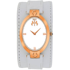 Jivago Women's Watch - Good luck Quartz Silver Dial White Leather Strap | JV1833