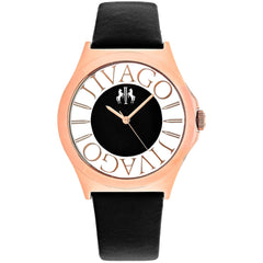Jivago Women's Watch - Fun Quartz Rose Gold Case Black Satin Leather Strap | JV8431