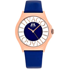 Jivago Women's Watch - Fun Quartz Rose Gold Case Blue Satin Leather Strap | JV8435