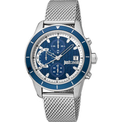 Just Cavalli Men's Watch - Maglia Quartz Blue Dial Silver Bracelet | JC1G215M0055