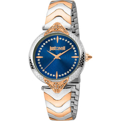 Just Cavalli Women's Watch - Animalier Blue Dial Two Tone Bracelet | JC1L238M0115
