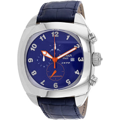 Locman Men's Watch - Classic Chronograph Blue Dial Leather Strap | 197100BL