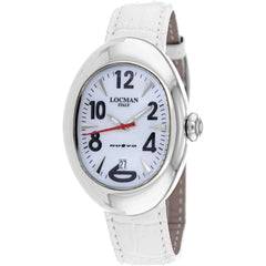 Locman Women's Watch - Classic Silver Tone Case White Dial Leather Strap | 2000MW